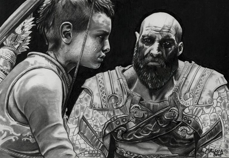 Gow fan art Atreus and Kratos